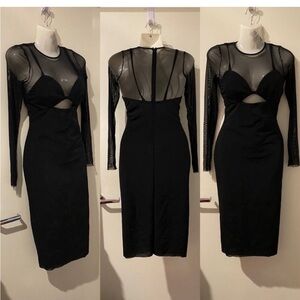 Bec & Bridge Black Midi Bodycon Dress size 4